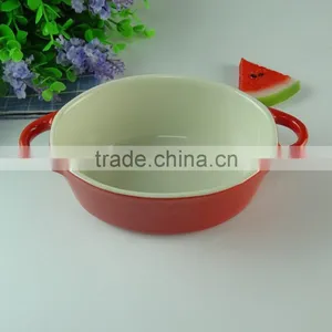 Cheap Red Oval Shape Ceramic Bakeware Bake Plate With Ears in Stocklots thumbnail-2
