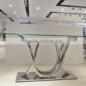 2017 New Design Glass Special Stainless Steel Base Coffee Table Set thumbnail-1