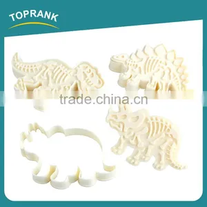 Toprank New Design Custom 4Pcs Dinosaur Cookie Mold 3D Cookie Cutter Set Plastic Cookie Cutter thumbnail-1