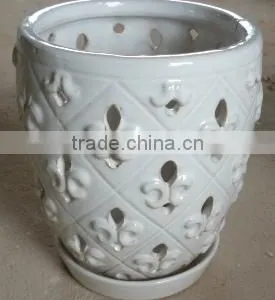 Orchid Planters, Cactus Pots, Bonsai Pots, Vietnam Indoor Ceramic Planters With Saucers thumbnail-1
