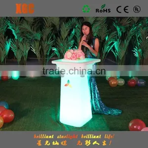Cheap Plastic Round Tables for Sale/Colorful Light LED Plastic Furniture Bar Table thumbnail-5