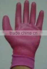 PU Glove .13G Red Nylon Liner With Red Pink pu Coated Gloves thumbnail-1