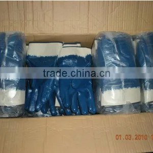 DDSAFETY Bule Color Industrial Cotton Jersey Nitrile Coated Glove With Safety Cuff thumbnail-2