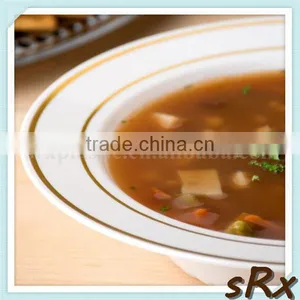 Bone White 12 oz Plastic Soup Bowl With Gold Bands,OEM CHIC Plastic Round Soup Bowl Gold Bands thumbnail-2