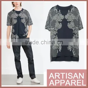 Digital Printing Men's Elegant t Shirt Wholesale British Style t Shirts Classic Pattern Printed thumbnail-1