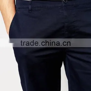 Hot Sale Latest Custom Two Back Pocket Men's Navy Slim Fit 98% Cotton 2% Elastane Twill Button Fly Casual Blank Shorts thumbnail-3