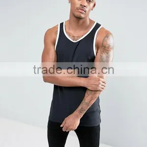 2017 Cheap New Design Custom Manufacture Black Color Gym Wear Comfortable 95% Cotton 5% Spandex Fashion Men's Tank Tops thumbnail-1
