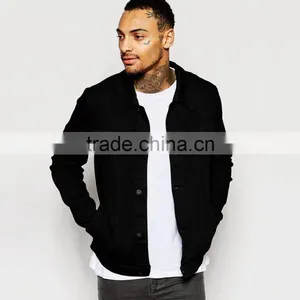 High Quality Two Pocket Denim Wholesale Custom Black Jacket thumbnail-1