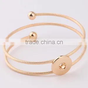 Gold Plated Snap Button Bangle High End Open Cuff Bangle Factory Supplier Twist Cuff Bangle for Women Jewelry thumbnail-1