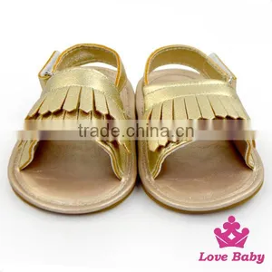Funny Summer Infant Unisex Plain White Tassel Baby Prewalker Flat Sandals Shoes Barefoot Working thumbnail-2