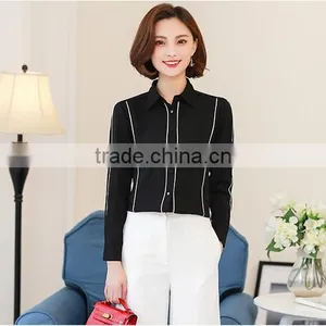 Custom Beautiful Cheap Designs for Women Formal Fashionable Chiffon Long Sleeve Shirts thumbnail-6
