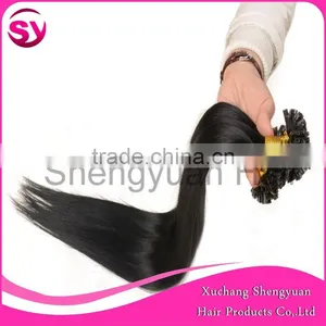 2015 Hot Selling Unprocessed Virgin Pre-bonded I-tip Hair Extension, Natural Black Straight Brazilian Remy Hair thumbnail-1