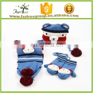 Knitting Scarf and Hat Set for Baby Lovely Bear Scarves Baby Hat thumbnail-4