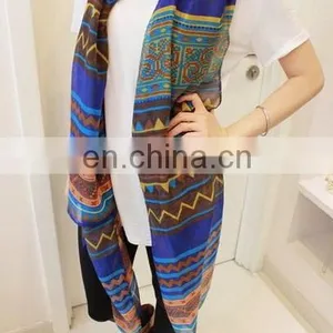 Blue Ttextured Geometric Ripple Gaze de Paris Simple Elegant Women Fashion Scarves thumbnail-2