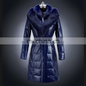 Hot Selling Winter Short Real Leather Down Coat With Fur Collar thumbnail-4