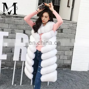 Russian Style Real Fox Fur Vest for Women Luxurious Handmade Long Vest thumbnail-1