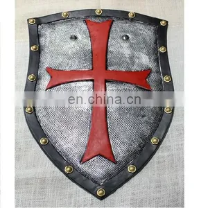 Top Selling Silver PU Shield With Red Cross on Surface and Black Edge for Halloween, Carnival, Dress up and Party thumbnail-1