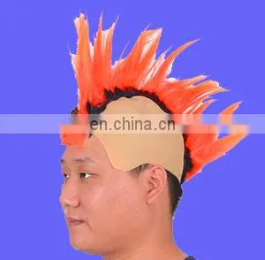 Hot Sell Funny Orange Mohawk Wig With Skullcap thumbnail-1