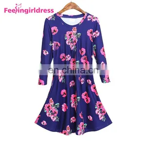Free Shipping Print Floral Women Kimono Mini Long Sleeve Soft Dresses In Bulk thumbnail-1