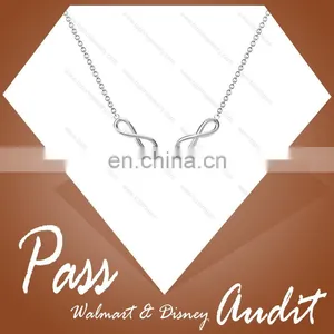 Cheap Wholesale Stainless Steel Double Infinity Crystal Pendants Charms Necklaces Jewelry Gifts thumbnail-1