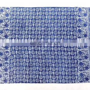 Indian 4 X 6 Ft Indigo Blue Cotton Block Print Accent Area Dhurrie Rug Flat Weave Hand thumbnail-1