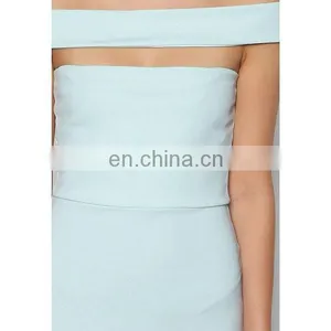 Sexy off Shoulder Dress Fashion Women Clothing Strapless Blue Bodycon Dress thumbnail-6