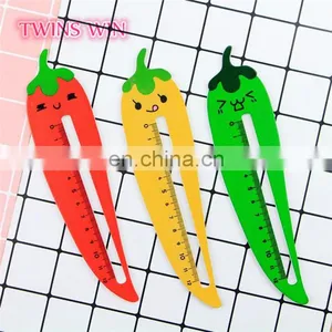 Latest Popular Korean Kawaii Stationery Promotion High Quality Hot Selling Funny Chili Shaped Wooden Ruler for Student thumbnail-1