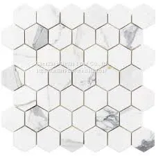 Hexagon Mosaic Calacatta Gold Bathroom Marble Mosaic thumbnail-2