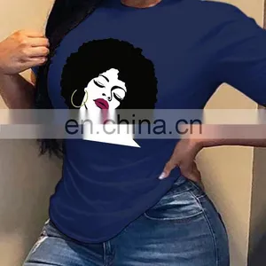 Head Print T-shirt Women European and American New Round Neck Short Sleeve Loose All-match Blouse T thumbnail-5