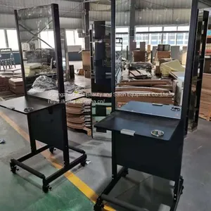 New Moveable Barber Mirror Station With Hair Dryer Holder and Four Lockable Wheels Double Side Mirror Hair Salon Equipment Mirror thumbnail-1