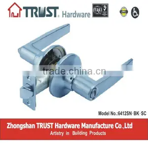 6412SN-BK-SC:TRUST ANSI Grade 3 Tubular Zinc Alloy Privacy Lever Lock thumbnail-1