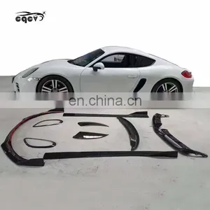 CQCV Style Carbon Fiber Body Kit for Porsche Cayman 981 Front Lip Spoiler Rear Lip Side Skirts Light Eyebrow and Wing Spoiler thumbnail-2