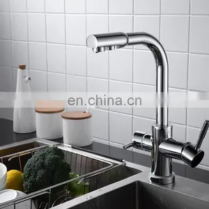 Dual Handle Cold/Hot Brass Kitchen Faucet Chrome Plated Kitchen Faucet thumbnail-1