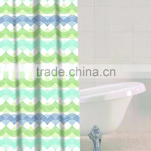 Shower Curtain Waves Stripe Printed, Hot Sale Classic Bathroom Waterproof Curtain thumbnail-1