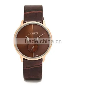 2016 Men Quartz Stainless Steel Back Geniune Leather Wrist Watch thumbnail-4