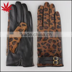 Fashion Horse Fur Leather Gloves With Belt Decorate thumbnail-1