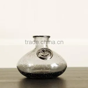 Hand Blown Smoky Grey Color Glass Vase -Home Decor thumbnail-1