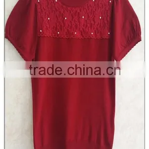 Decent Little Turtle Neck Knitting Wear Short-sleeve Lace Pullover thumbnail-2