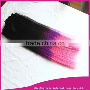 Two Tone Clip in Hair Extension Colored Ombre Clip in Remy Hair Extension thumbnail-1