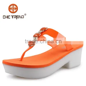 2015 Ladies Hot Sale Plastic Wedge Women Shoes PVC Jelly Flip Flops Sandals Fashion PVC Material Upper With Nice Buckle thumbnail-1