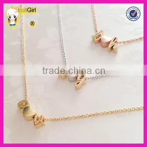 Personalized Initial Necklace Wholesale Letter With Heart Inside Gold Plating Neckalces thumbnail-1
