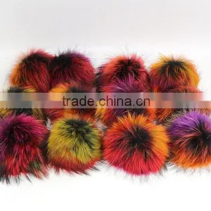 Colorful Raccoon Fur Balls Baseball Caps New Faux Leather Casquette PU Hat for Sport thumbnail-6