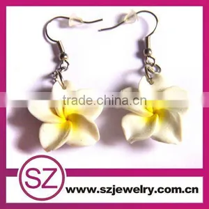 Star Polymer Clay Rose Drop Earring With Rhinestone and Flower Pattern thumbnail-3
