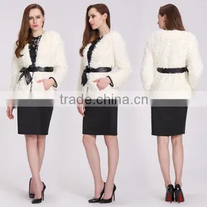 Wholesale New Style White And Long Winter Fashion Women Coat With Belt thumbnail-2