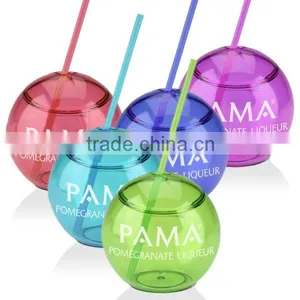 400ml/14oz BPA Free Ball Shaped Cup With Straw thumbnail-1