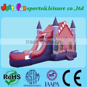 Pink and Purple Inflatable Bouncer House, Inflatable New Combo With Slide thumbnail-1