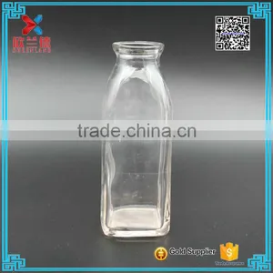 300ml Square Milk Glass Beverage Juice Bottle With Crimp Neck thumbnail-2