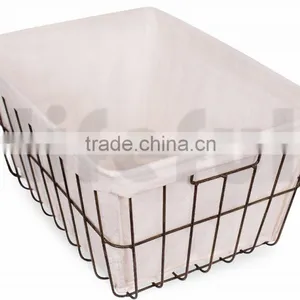 Metal Wire Storage Basket With Liner, Storage Use And Wire Metal Type Wire Lined Basket thumbnail-4