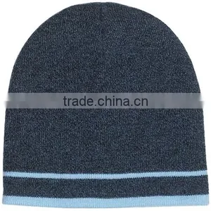 Customizable Men's Knit Beanie With Double Stripes thumbnail-2