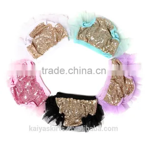 Multicolored New Born Soft Grenadine Sequin Underwear New Style Cotton Baby Ruffle Bloomers for Kid thumbnail-1